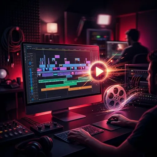 Cinematic video editing and professional post-production layout